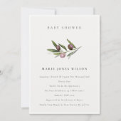 オリーブミニマルブランチ葉ベビーシャワー招待状 サンキューカード (正面)