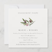 オリーブミニマルブランチ葉婚約招待状 サンキューカード (正面)