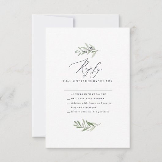 オリーブミニマル枝の水の色の結婚セージの応答 (裏面)