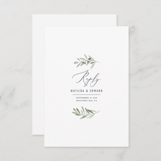 オリーブミニマル枝の水の色の結婚セージの応答 (正面/裏面)