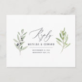 オリーブミニマル枝の水の色の結婚セージの応答 ポストカード (正面)