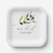 オリーブミニマル紙プレート植物緑 ペーパープレート (正面)