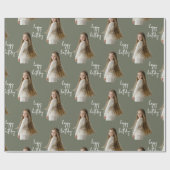 オリーブモス&カスタム誕生日文字と写真 –  ラッピングペーパー (フラット)