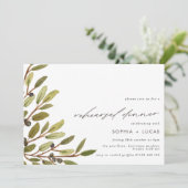 オリーブモダンと緑のリハーサルのディナー 招待状 (スタンド正面)