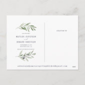 オリーブモダンの枝の葉の写真の日付保存 シーズンポストカード (裏面)