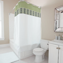 オリーブモダングリパターン（の模様が）あるーン シャワーカーテン