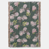 オリーブモダングリーンの居心地の良い花のスタイリッシュ模様 スローブランケット (正面縦)