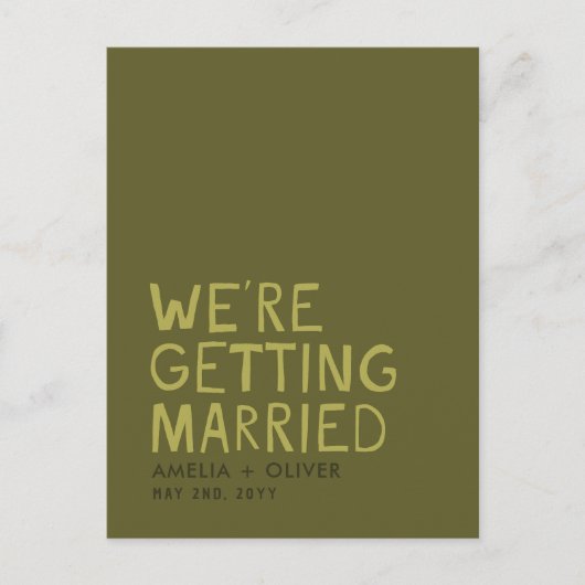 オリーブモダングリーンはっきりした – 手書きタイポグラフィ ポストカード (正面)