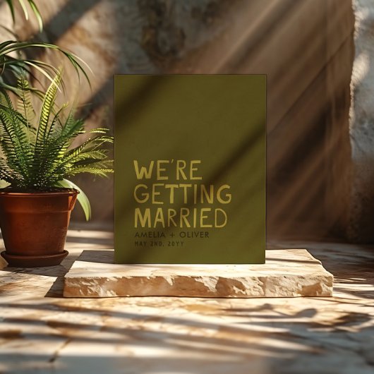 オリーブモダングリーンはっきりした – 手書きタイポグラフィ ポストカード