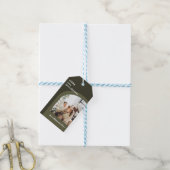 オリーブモダングリーンアーチ縦写真クリスマス ギフトタグ (より糸付き)