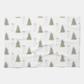 オリーブモダングリーンクリスマスツリー&ボウ キッチンタオル (横)