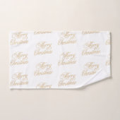 オリーブモダングリーンクリスマスツリー&ボウ バスタオルセット (ハンドタオル)