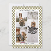 オリーブモダングリーンジンジャムプレイド3写真クリスマス シーズンカード (正面)