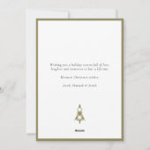 オリーブモダングリーンジンジャムプレイド3写真クリスマス シーズンカード (裏面)