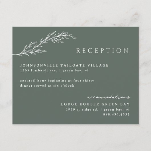 オリーブモダングリーンステンシルボタニカル詳細 エンクロージャーカード (正面)