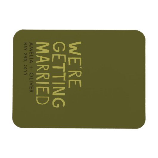 オリーブモダングリーンタイポグラフィ | 戻はっきりしたストライプのる マグネット (横)