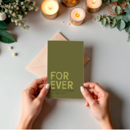 オリーブモダングリーンタイポグラフィ | 戻はっきりしたストライプのる 招待状