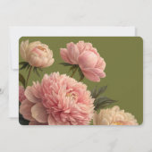 オリーブモダングリーンバラ日付の保存 招待状 (裏面)