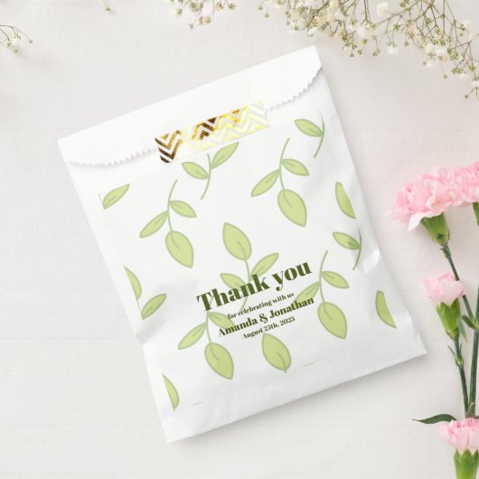 オリーブモダングリーンボホフローラ結婚式の引き出物バッグ フェイバーバッグ (封をした状態)
