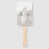 オリーブモダングリーンモノグラムフォト結婚式 プログラム ハンドファン (正面)