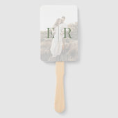 オリーブモダングリーンモノグラムフォト結婚式 プログラム ハンドファン (正面)