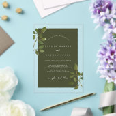 オリーブモダングリーンリーフ澄んミニマ結婚リスト アクリル招待状 (インサイチュ (ウェディング))