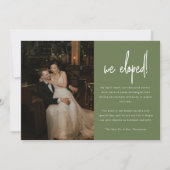 オリーブモダングリーン写真結婚の駆け落ち 案内状 (正面)