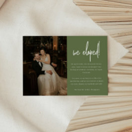 オリーブモダングリーン写真結婚の駆け落ち 案内状