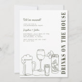 オリーブモダングリーン引っ越し祝いパーティーパーティー 招待状 (正面)