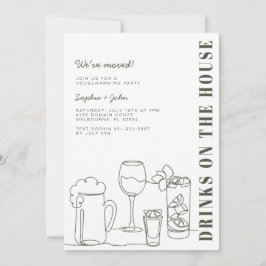 オリーブモダングリーン引っ越し祝いパーティーパーティー 招待状