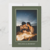 オリーブモダングリーン書道結婚写真 招待状 (裏面)