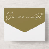 オリーブモダングリーン書道結婚脚本 オールインワン招待状 (裏面)