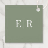 オリーブモダングリーン結婚のウェルカムギフトラベル フェイバータグ (裏面)