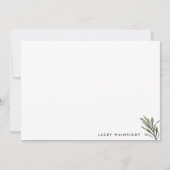 オリーブモダングリーン離れの文具パーソナライズされた品 ノートカード (正面)