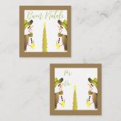 オリーブモダングリーン雪だるま ノートカード (正面/裏面)