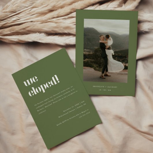 オリーブモダングリーン駆け落ち式レセプション 招待状