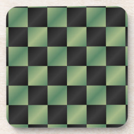 オリーブモダングリーン黒グラデーショ市松模様にン コースター