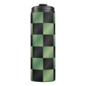 オリーブモダングリーン黒グラデーショ市松模様にン タンブラー (正面)