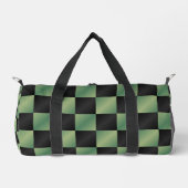 オリーブモダングリーン黒グラデーショ市松模様にン ダッフルバッグ (正面)