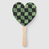 オリーブモダングリーン黒グラデーショ市松模様にン ハンドファン (裏面)