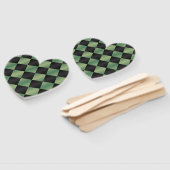 オリーブモダングリーン黒グラデーショ市松模様にン ハンドファン (組立なし)