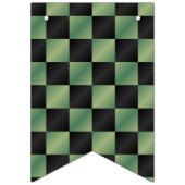 オリーブモダングリーン黒グラデーショ市松模様にン バンティングフラッグ (第1の旗)