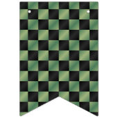 オリーブモダングリーン黒グラデーショ市松模様にン バンティングフラッグ (第3の旗)