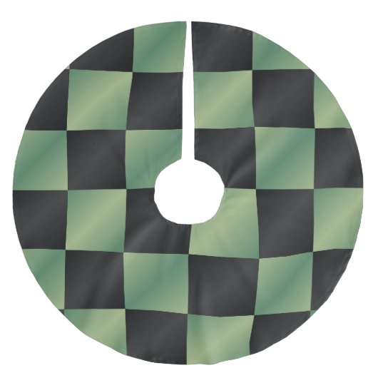 オリーブモダングリーン黒グラデーショ市松模様にン ブラッシュドポリエステルツリースカート (正面)