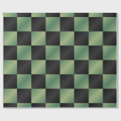 オリーブモダングリーン黒グラデーショ市松模様にン ラッピングペーパー (フラット)