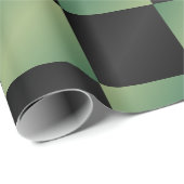 オリーブモダングリーン黒グラデーショ市松模様にン ラッピングペーパー (ロールコーナー)
