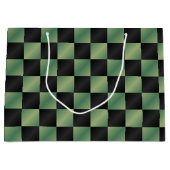 オリーブモダングリーン黒グラデーショ市松模様にン ラージペーパーバッグ (正面)