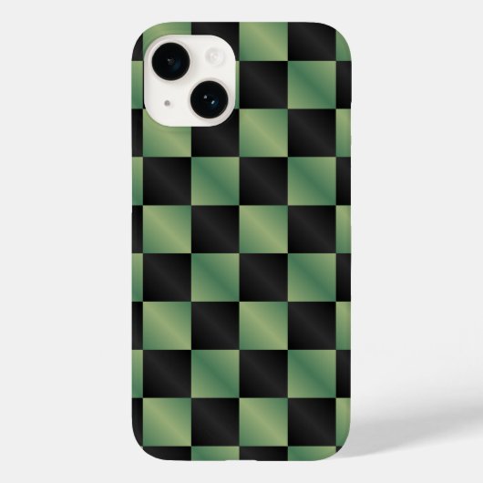 オリーブモダングリーン黒グラデーショ市松模様にン Case-Mate iPhoneケース (裏面)