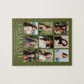 オリーブモダングリーン9フォトコラージュ卒業 ジグソーパズル (横)