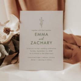 オリーブモダングリーン&グレイ結婚ズ 招待状